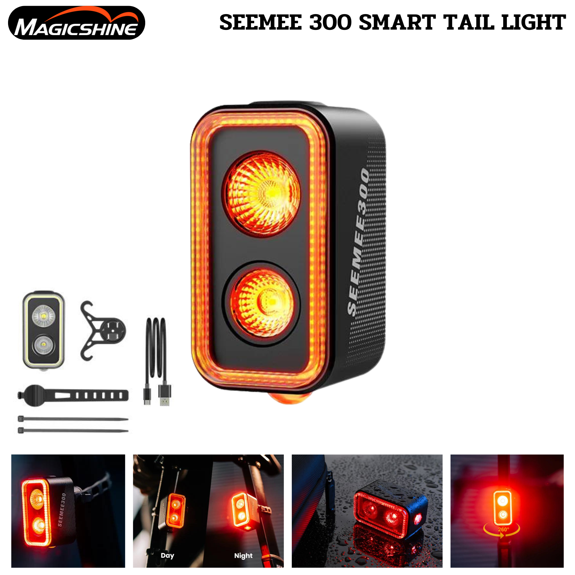 ไฟท้ายจักรยาน300ลูเมนส์ Magicshine Seemee 300เซ็นเซอร์เบรคอัจฉริยะ