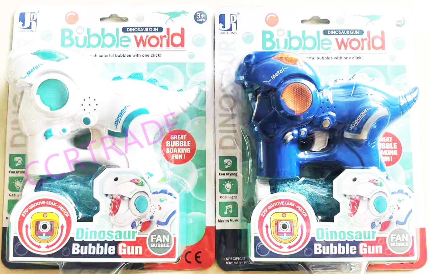 ปืนเป่าฟองไดโนเสาร์โรบอท+น้ำยา 2 ขวดมีเสียง มีไฟแผง 21x27 ซม.(1x3)