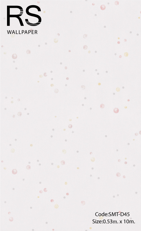 วอลเปเปอร์ลายน่ารักๆมีหยดสีน้ำสีส้มสีเหลือง จุดสีเทาเงิน และดาวสีเทาเงิน SMT-D45