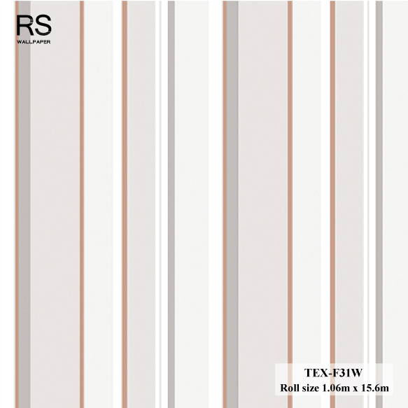 วอลเปเปอร์ ลายทางสีเทา สลับสีพิ้งโกขาว TEX-F31W