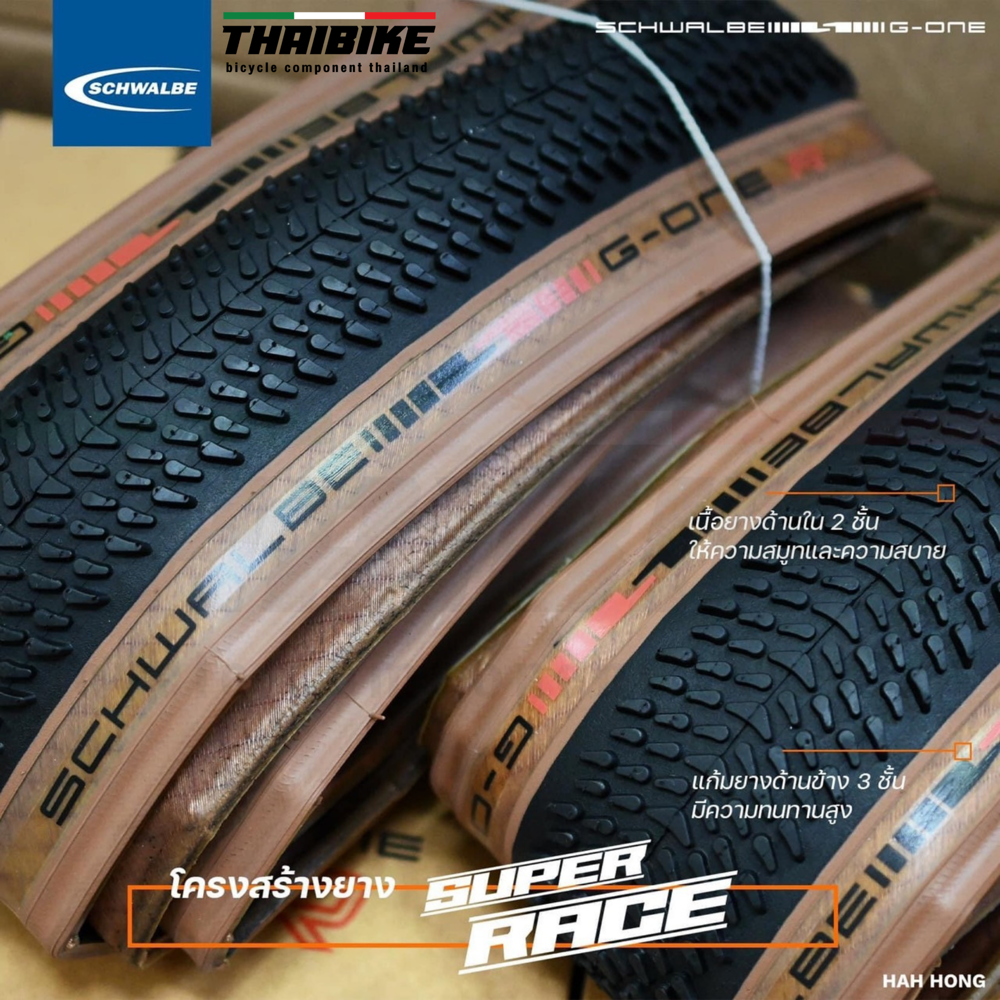 ยางนอกจักรยานเสือหมอบ เสือภูเขา ขอบพับ Schwalbe G-One R 700X40