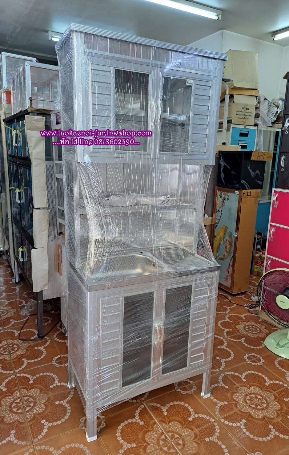 TSL-L ตู้ซิงค์-สูง (เสาเหลี่ยม+ขอบเหลี่ยม) โครงมีเนียม