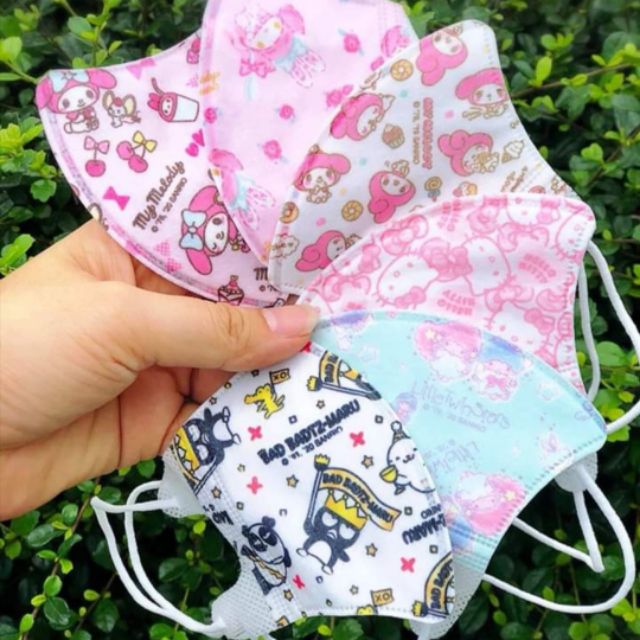 พร้อมส่ง แมสเด็กเล็ก 3D ซานริโอ้แท้ 0-4 ขวบ (แพค 5 ชิ้น)