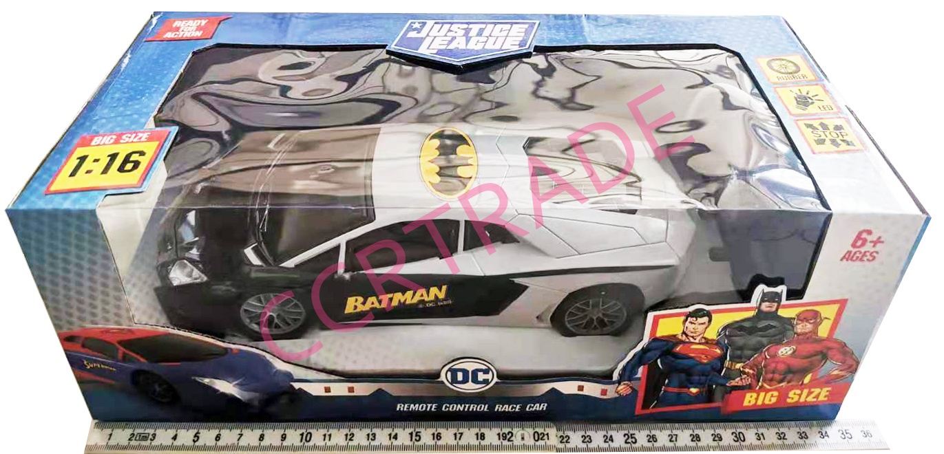 รถสปอร์ตฮีโร่ DC จัมโบ้+รีโมทไร้สาย มีไฟหน้ากล่อง 16.5x35 ซม.(1x3)