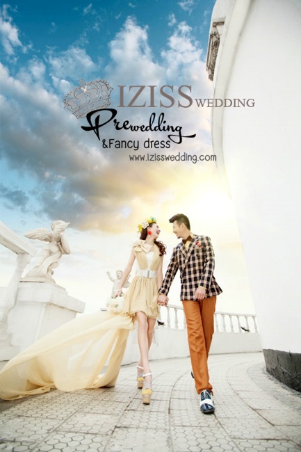 PW176 - Pre order ชุดคู่ถ่ายพรีเวดดิ้ง (prewedding dress) & ชุดแต่งงานแฟนซี (Fancy wedding dress)ชายหญิง "ธีมสีครีม-ลายสก๊อต"