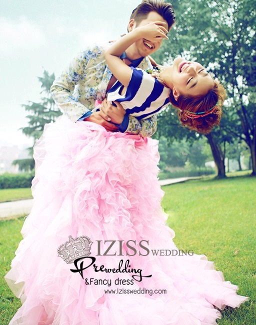 PW072 - **เลิกผลิตค่ะ** ชุดคู่ถ่ายพรีเวดดิ้ง (prewedding dress) & ชุดแต่งงานแฟนซี (Fancy wedding dress)ชายหญิง "ธีมสีชมพู-ฟ้า"