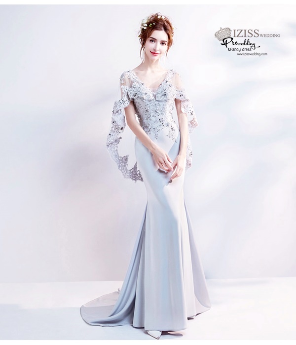 DL047 - **พรีออเดอร์** ชุดราตรี เดรสยาวออกงาน (Night party dresses) ชุดไปงานแต่งงานสวยๆ "ธีมสีเทา"