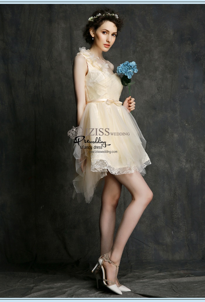 ฺBM0109 - พรีออเดอร์ ชุดเพื่อนเจ้าสาวราตรีสั้นสีครีมและสีโอโรส สวยมากๆค่ะ