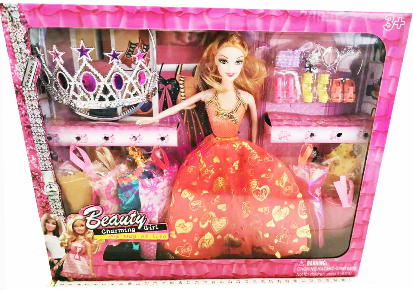 ชุดบาร์บี้เจ้าหญิงมงกุฎ+ชุดกระโปรง 8 ชุดกล่องใหญ่ 38 ซม.(1x3)