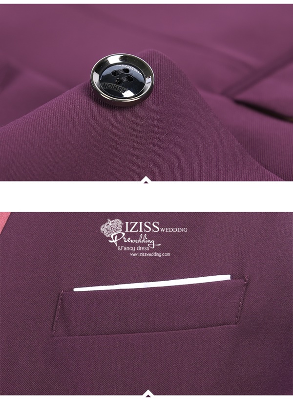 ST047- **พรีออเดอร์**สูทผู้ชายสีม่วง แบบกระดุมเดียว แขนยาว พร้อมกางเกง ชุดสูทเจ้าบ่าว สูทแฟนซี ถ่ายพรีเวดดิ้ง & ชุดแต่งงานแฟนซี (Fancy wedding dress) สูทผู้ชายสีม่วง