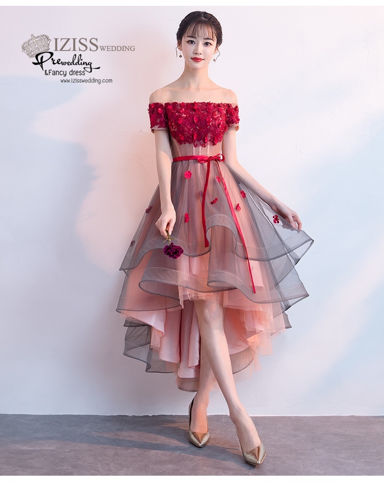 DS038 - Pre order ชุดราตรี เดรสสั้นออกงาน (short dresses) ชุดไปงานแต่งงานสวยๆ "ธีมสีแดง"