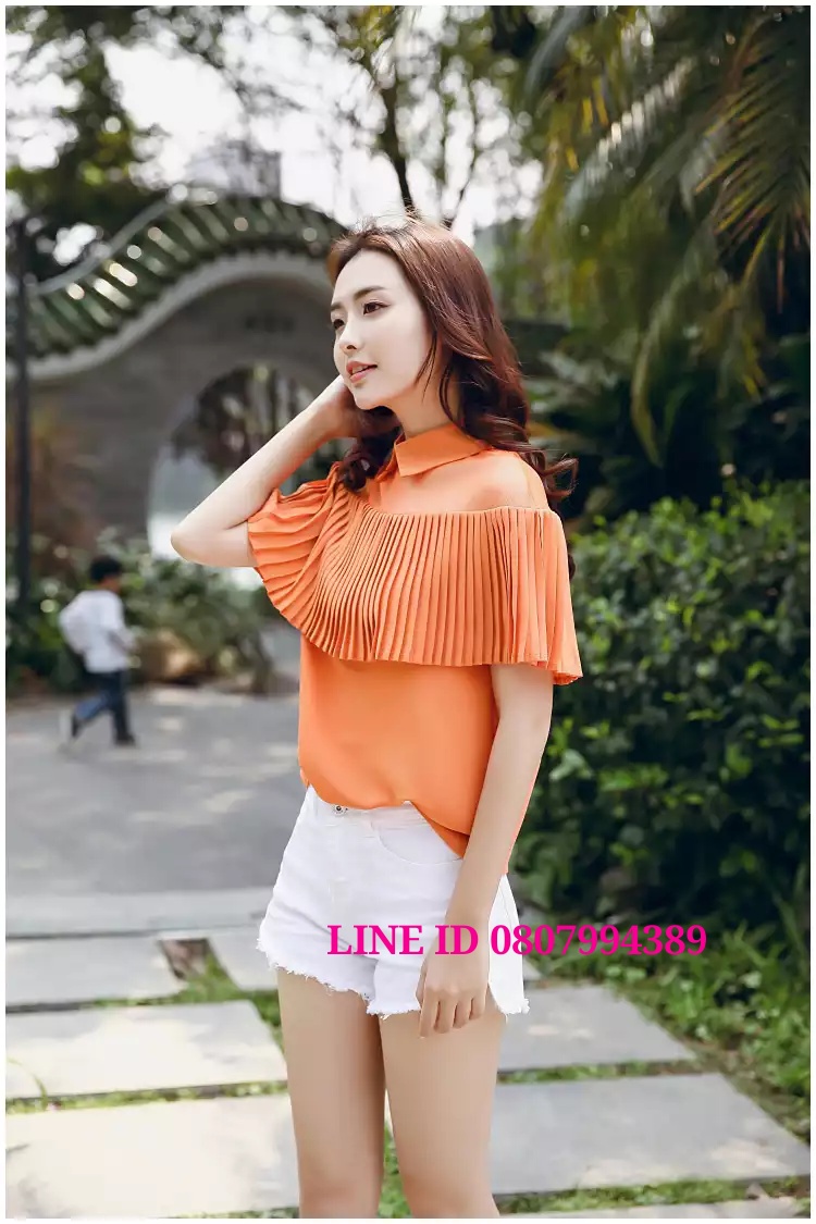 เสื้อชีฟองสไตน์เกาหลีพร้อมส่ง #เสื้อชีฟองแต่งเกล็ดระบายด้านหน้า #เสื้อทำงานเกาหลี #เสื้อสมัครงาน #ชุดสมัครงาน #เสื้อใส่กับผ้าถุง #เสื้อใส่กับผ้าซิ่น