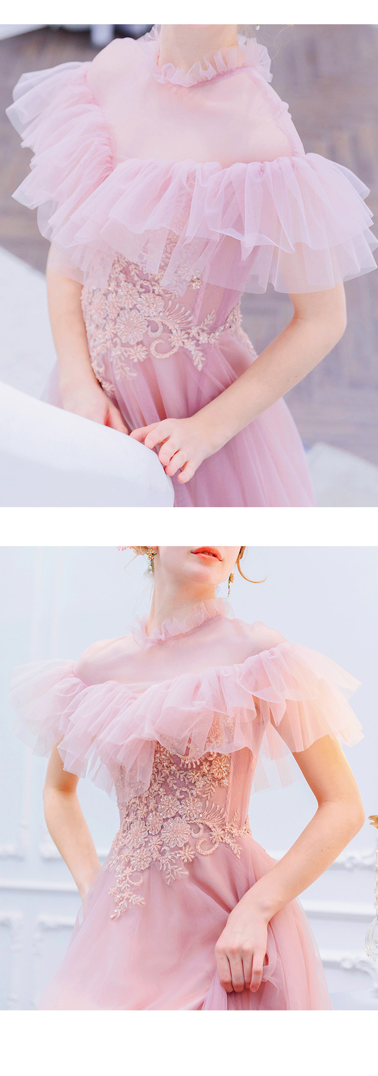 DL114 **พรีออเดอร์** ชุดออกงานสีชมพู ชุดราตรี เดรสยาวออกงาน (Night party dresses) ชุดไปงานแต่งงานสวยๆ "ธีมสีชมพู"