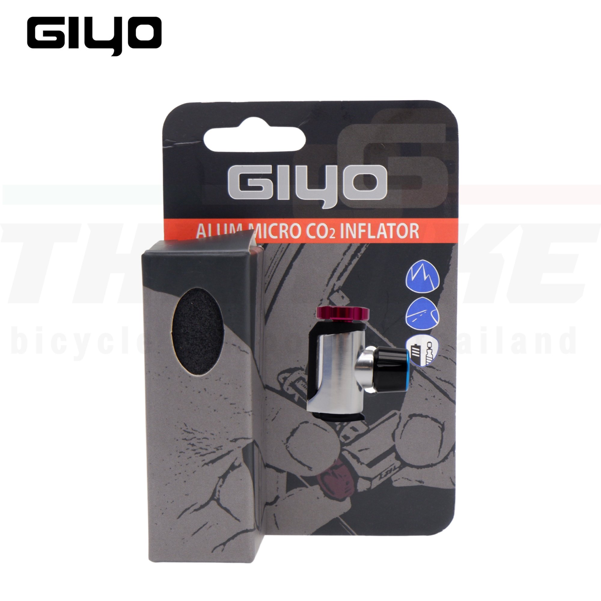 สูบลมจักรยาน CO2 GIYO GC-08C พร้อมหลอด CO2 16G รองรับ Schrader Presta