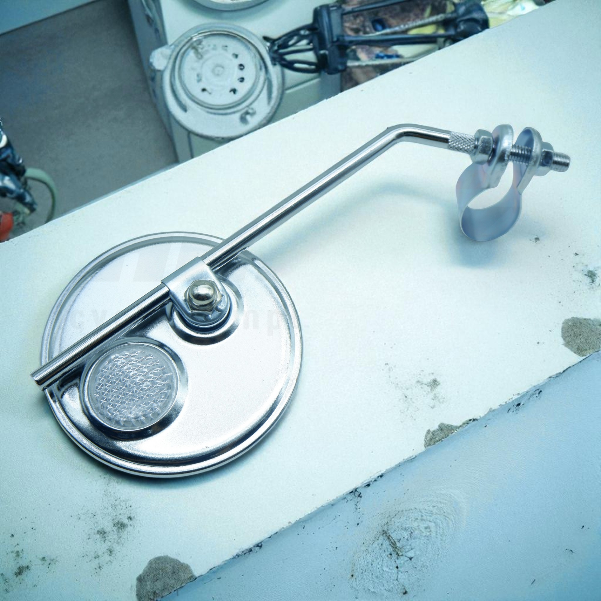 กระจกจักรยานแบบวินเทจ คลาสสิกย้อนยุค กระจกมองหลังรอบ3 นิ้ว ชุบโครเมี่ยม