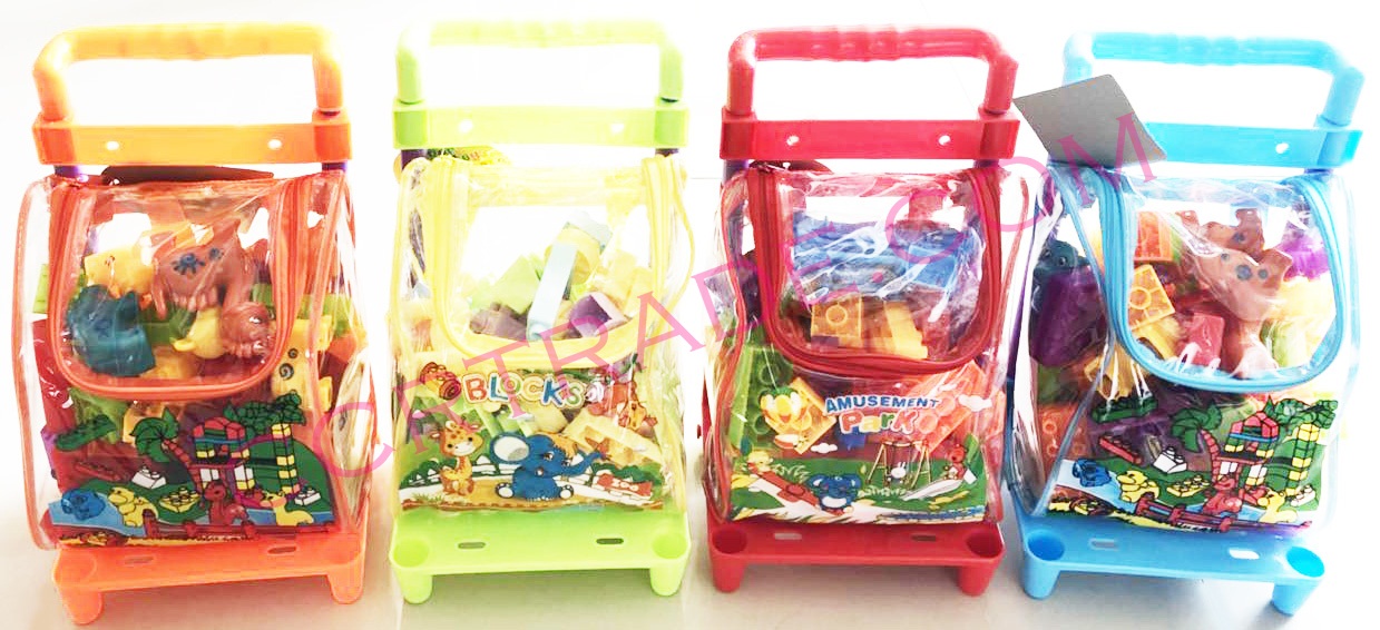 บล็อคตัวต่อ 87 ชิ้นกระเป๋าลากการ์ตูน 44 ซม.(1x3)