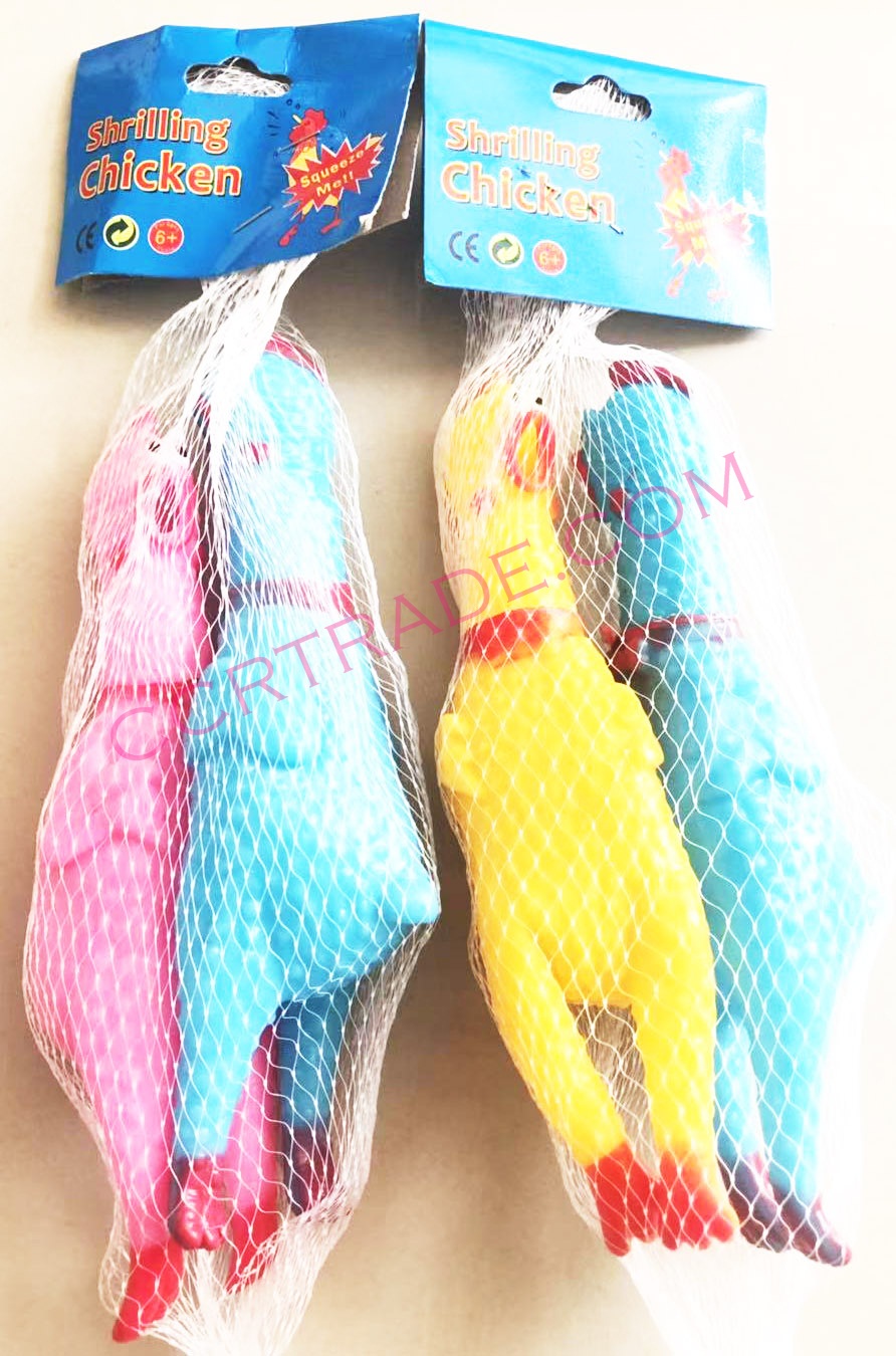 ไก่โอ๊คมินิสีหวาน 2 ชิ้นถุงตาข่าย มีเสียง 16.5 ซม.