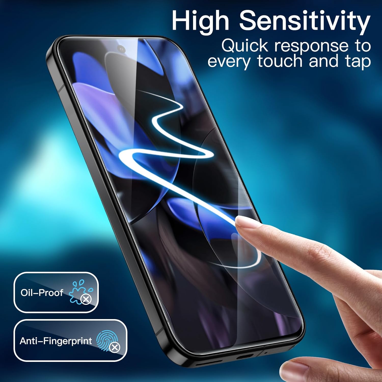 JETech Screen Protector for Google Pixel 9 / Pixel 9 Pro, Tempered Glass Film