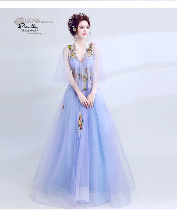 DL017 - **พรีออเดอร์** ชุดราตรี เดรสยาวออกงาน (short dresses) ชุดไปงานแต่งงานสวยๆ "ธีมสีฟ้า"