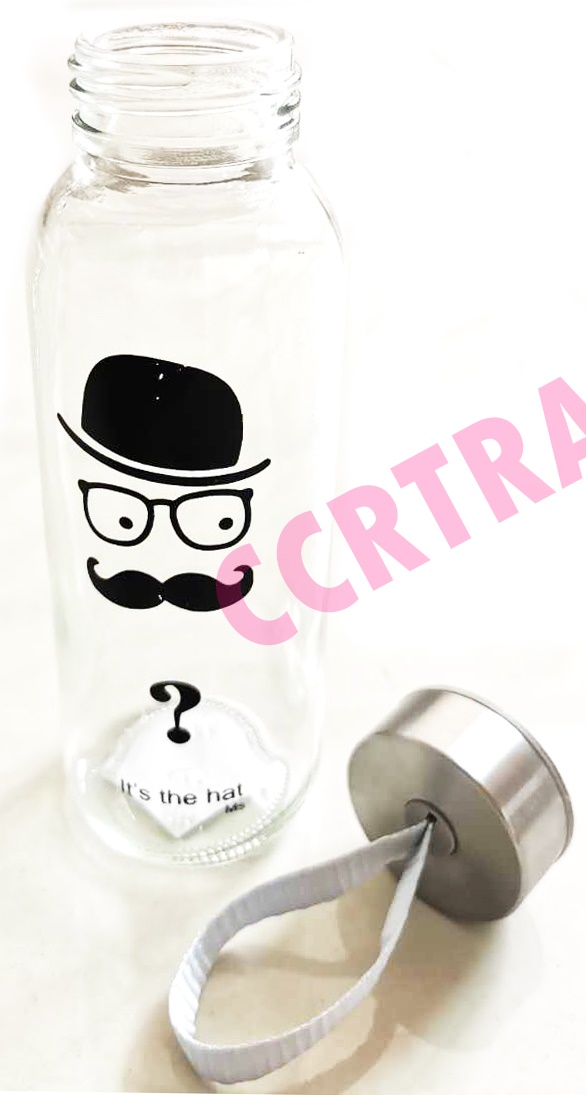 กระบอกแก้วฝาสแตนเลส+สายหิ้ว 16.5 ซม.(งานหนา)