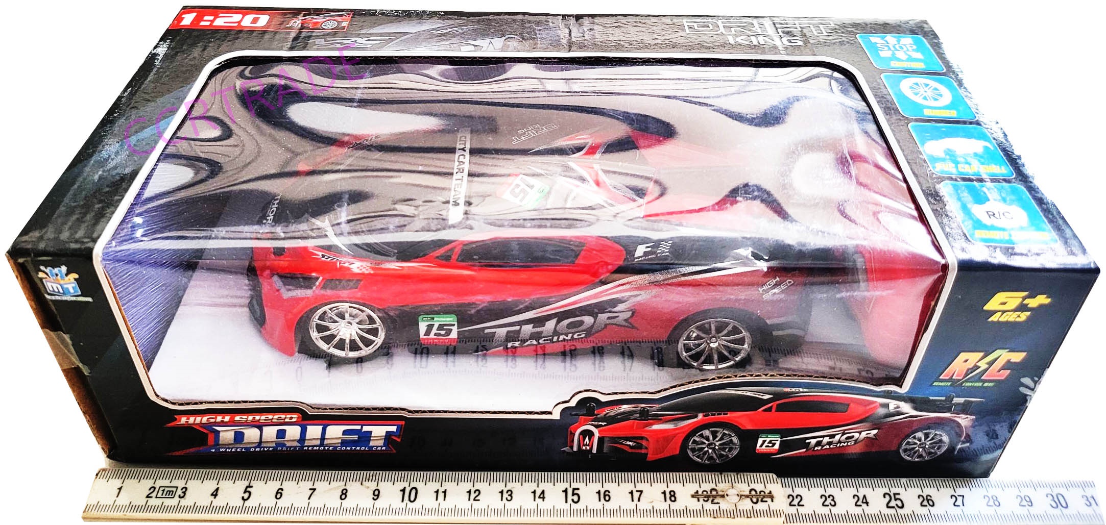 รถดริฟคิงส์บังคับไร้สาย+รีโมทกล่อง 13x28.5 ซม.(งานห้าง)(1x3)