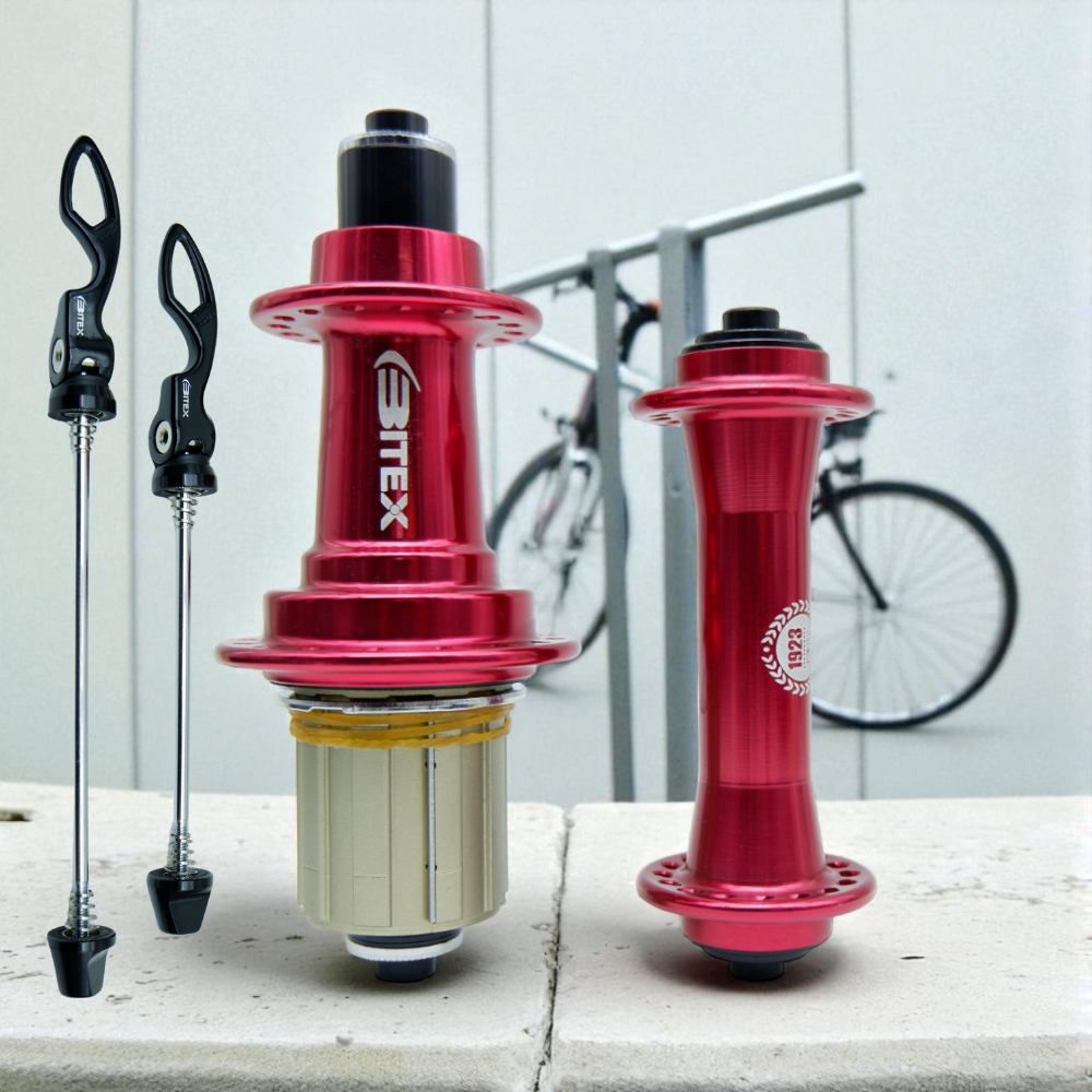 ดุมจักรยานเสือหมอบ Bitex RAF10 (หน้า) / RAR12 (หลัง), J‑Bend, แบริ่ง 4 ตลับ, รองรับ Shimano 10/11s, Campagnolo, SRAM