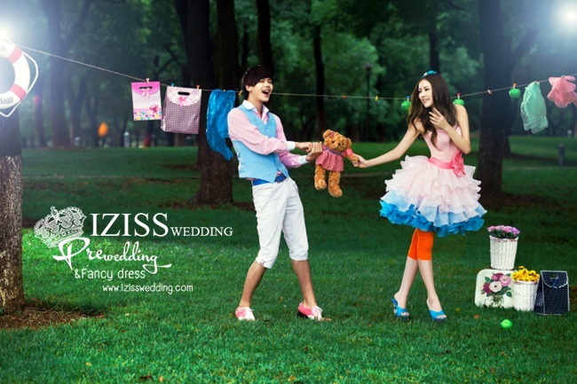 PW128 - Pre order ชุดคู่ถ่ายพรีเวดดิ้ง (prewedding dress) & ชุดแต่งงานแฟนซี (Fancy wedding dress)ชายหญิง "ธีมสีชมพู-ฟ้า"