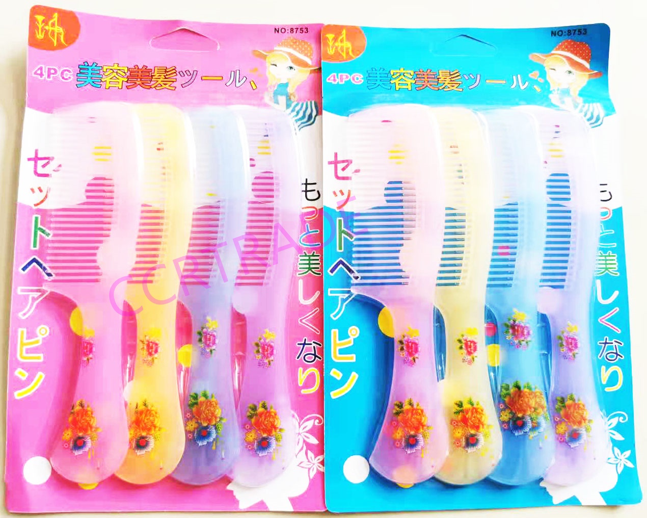 หวีสกรีนสีใส 4 ชิ้นแผง 26 ซม.