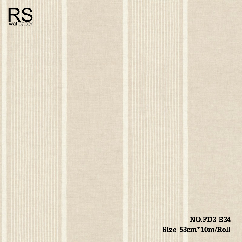 วอลเปเปอร์ลายทางสีขาวเทกเจอร์ผ้าพื้นสีครีม FD3-B34