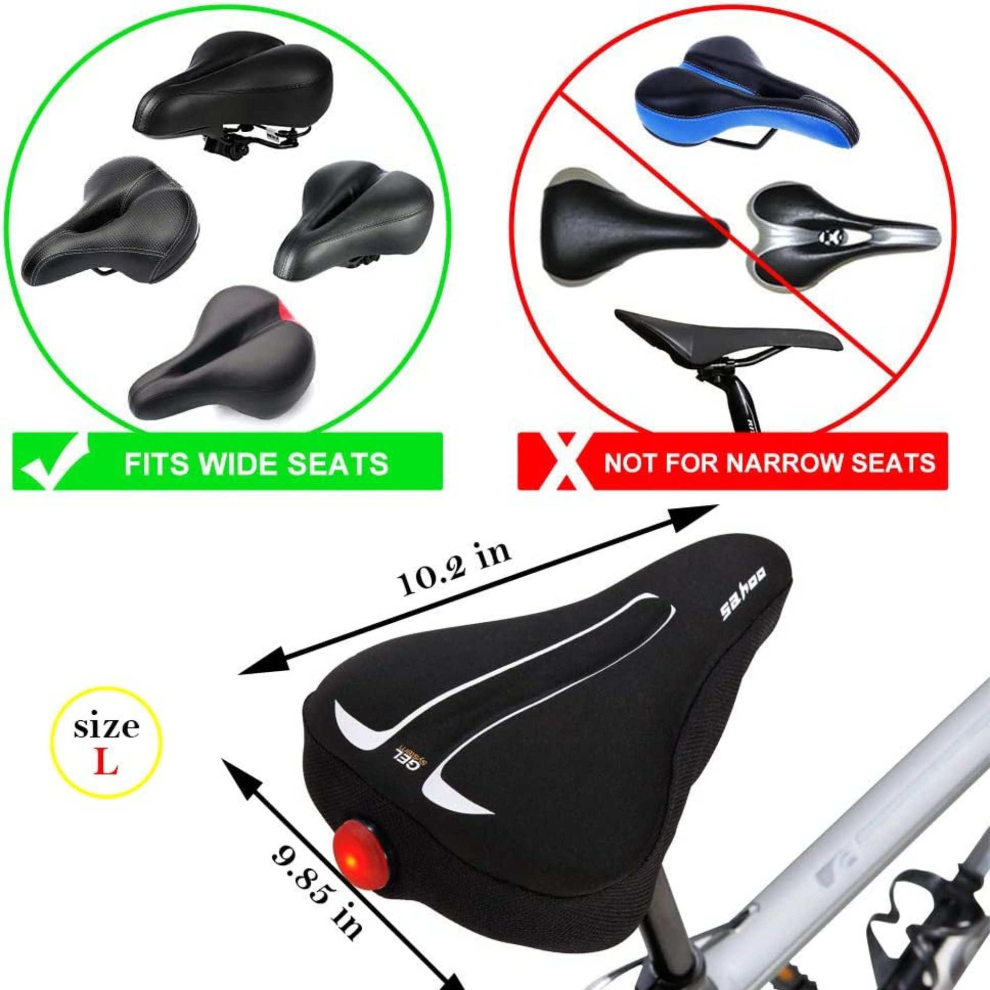 เจลรองเบาะจักรยาน เบาะเจล SAHOO มีไฟในตัว นุ่มพิเศษ