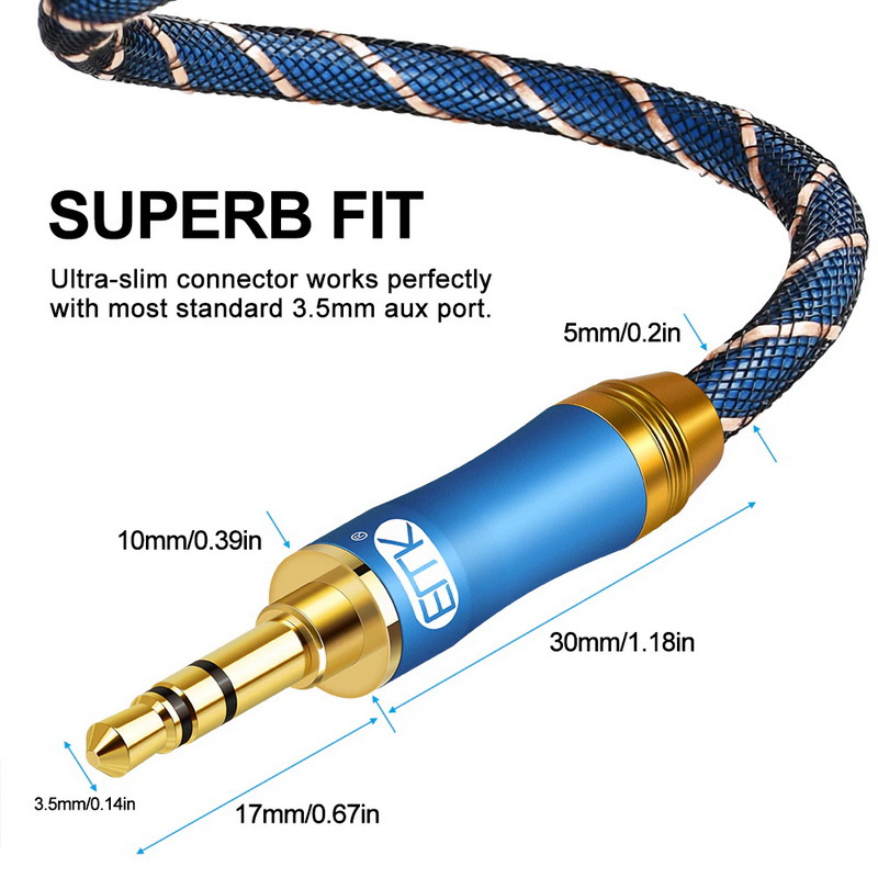 ขาย ERTK NEW AUX Blue สาย Aux 3.5 เป็น 3.5 สายถักหนังงู สำหรับเครื่องเสียง