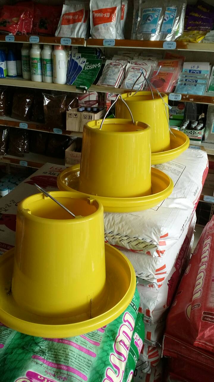 ถังอาหารไก่ขนาดใหญ่ 10นิ้ว สีเหลือง