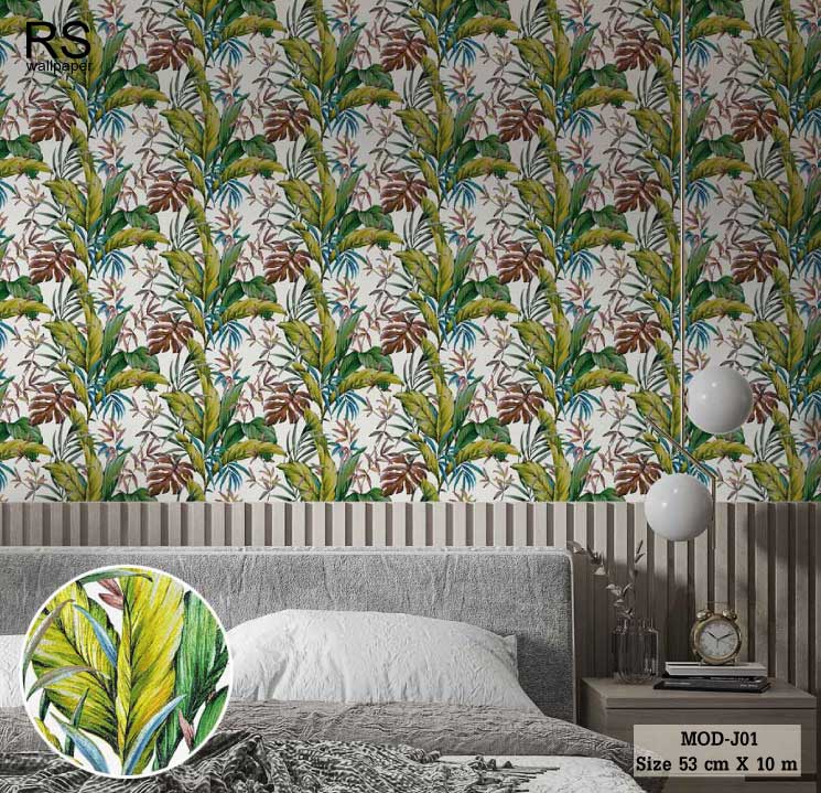 วอลเปเปอร์ ลายใบไม้ สไตล์ทรอปิคอล MOD-J01