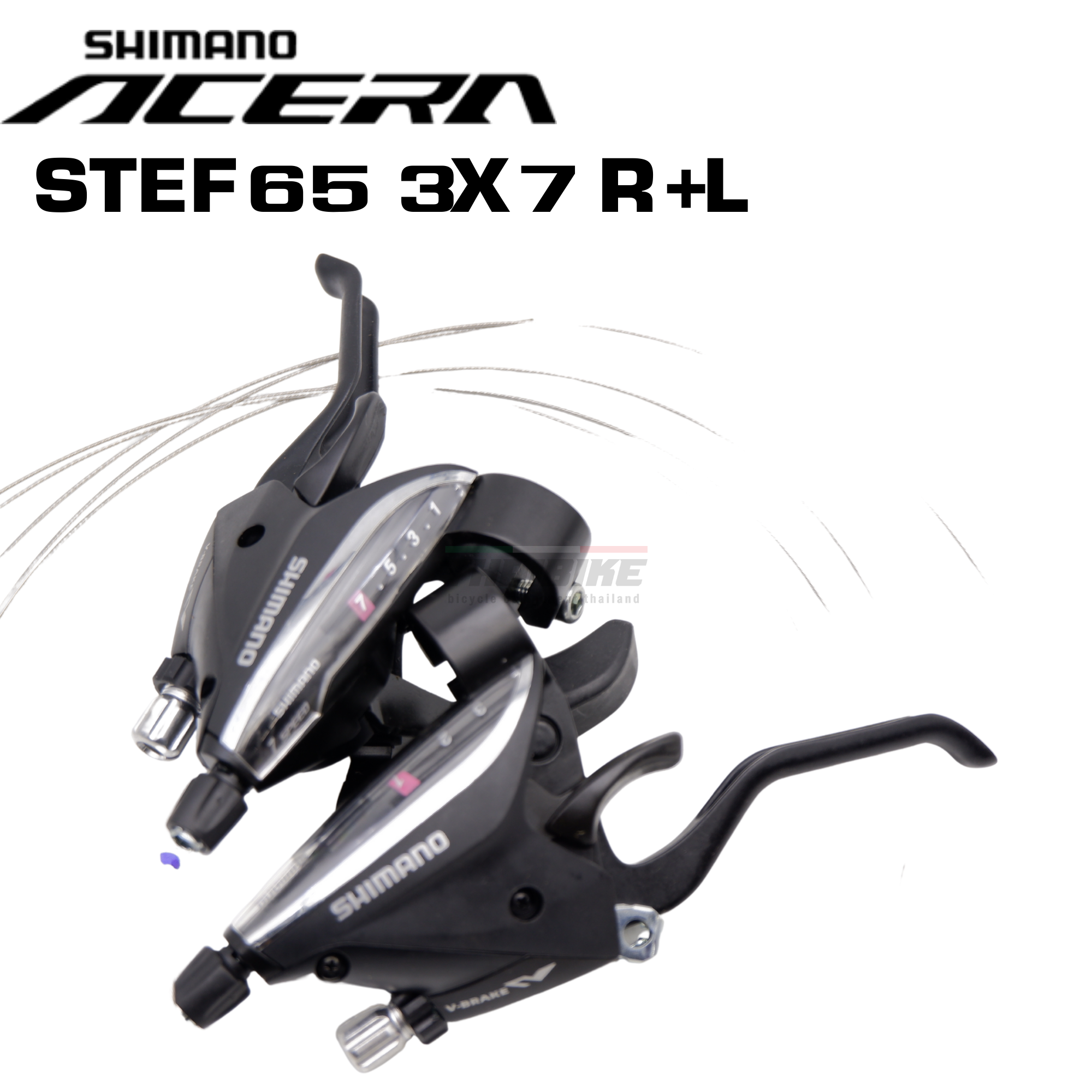 ของแท้ มือเกียร์จักรยาน SHIMANO ACERA, 21-SPD, STEF65-7, R/L, สีดำ ซ้ายและขวา