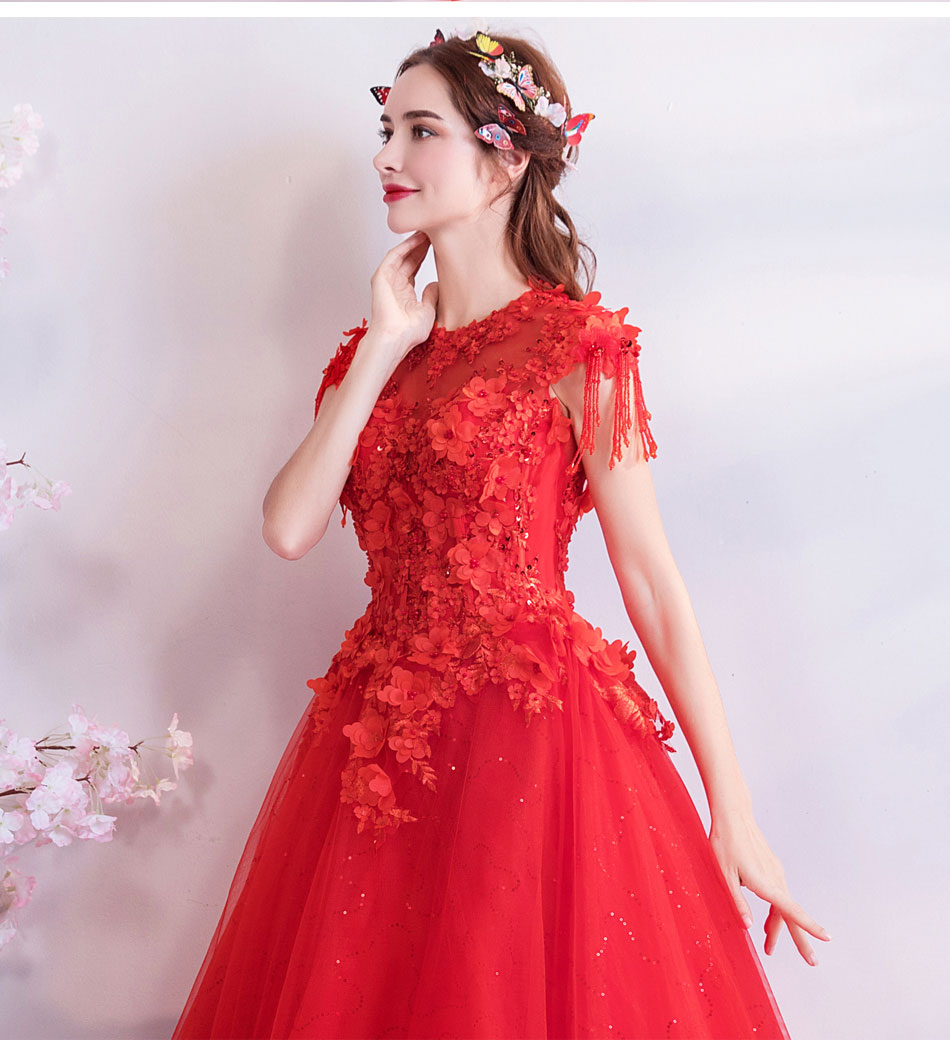 DL095 **พรีออเดอร์** ชุดออกงานสีแดง ชุดราตรี เดรสยาวออกงาน (Night party dresses) ชุดไปงานแต่งงานสวยๆ "ธีมสีแดง"