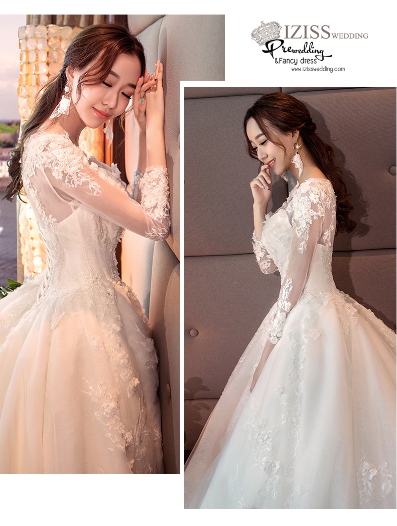 BR341 **พรีออเดอร์**ชุดแต่งงาน&ชุดเจ้าสาวแบบยาวอลังการ สีขาวเกรดพรีเมี่ยม หรูหราน่ารัก สวยโดดเด่นไม่ซ้ำใคร