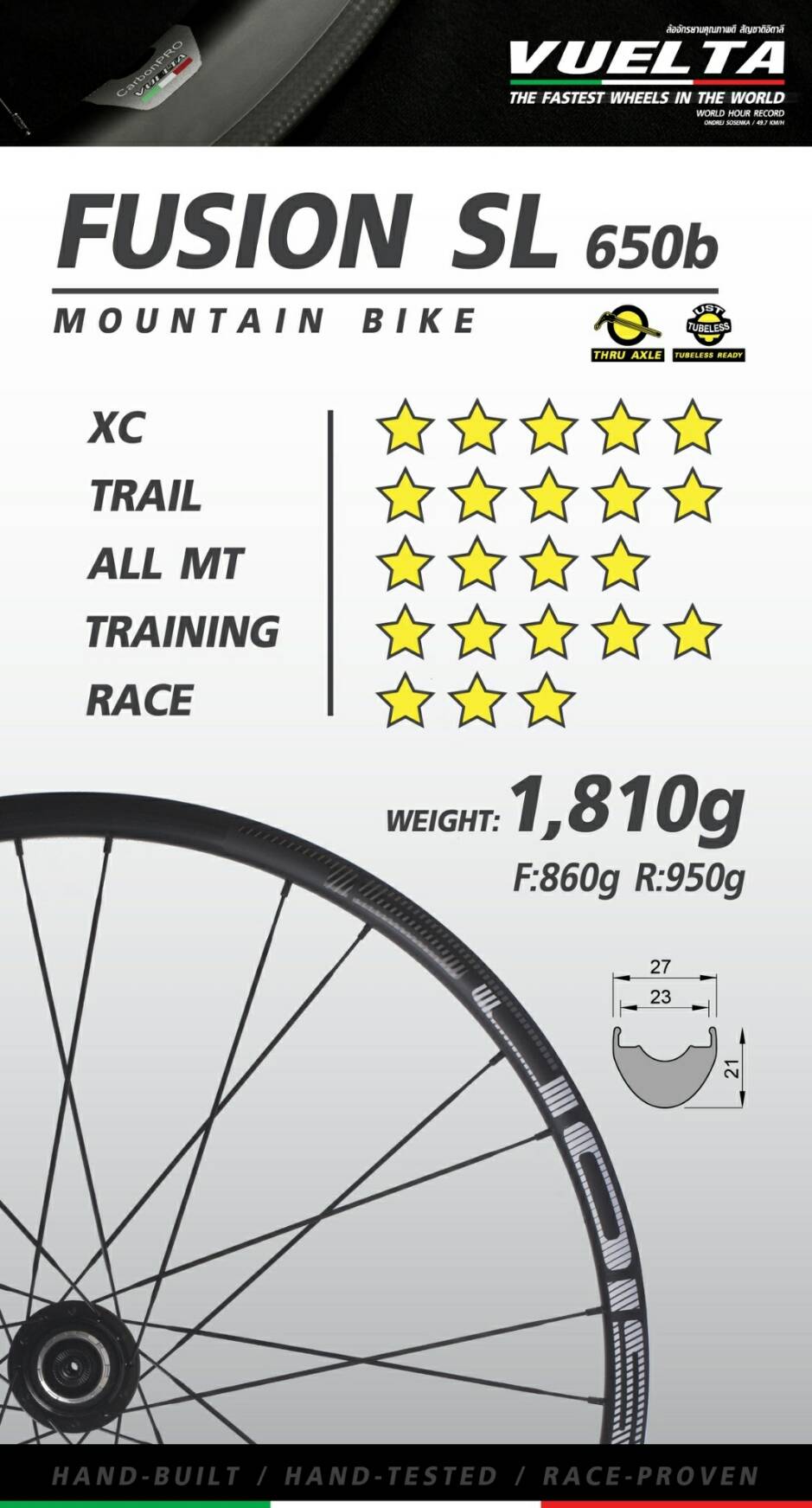 VUELTA : Fusion SL 650B วงล้อภูเขาอลูฯ แบริ่ง 27.5"