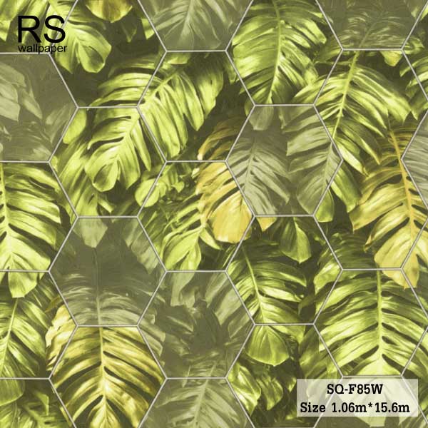 วอลเปเปอร์ ลายใบไม้ ตัดเส้นสีเงิน SQ-F85W