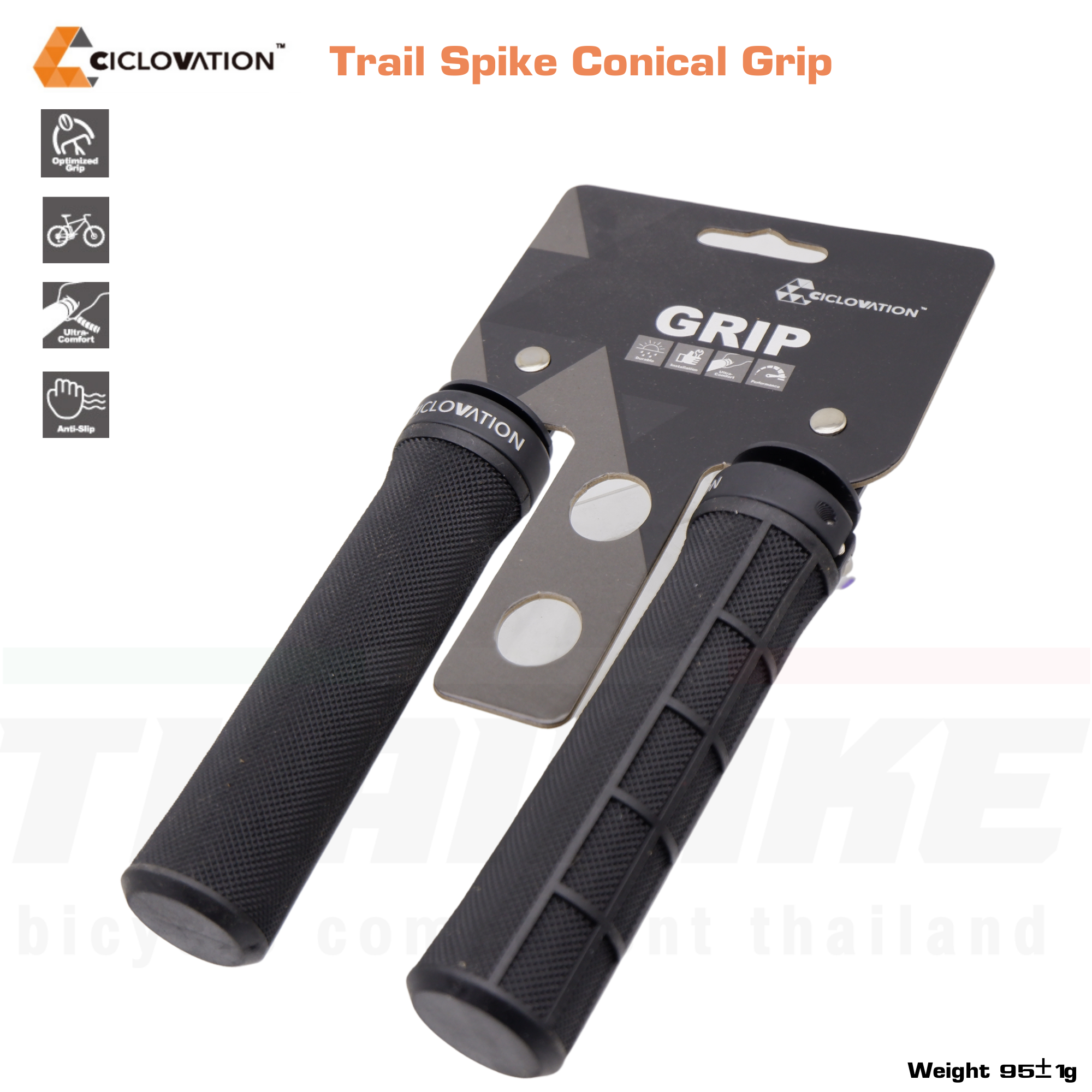 ปลอกแฮนด์จักรยานเสือภูเขา CICLOVATION Trail Spike Conical Grip/Natural Comfort Ergonomic Grip