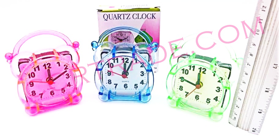 นาฬิกาปลุกสีใสกล่อง (กระดิ่ง) 9 ซม.