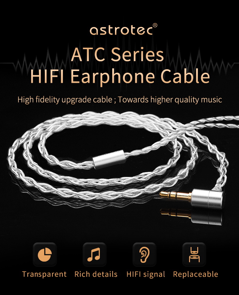 ขาย Astrotec ATC2 สายอัพเกรดหูฟัง OFC 72 แกน ชุบเงิน ขั้ว MMCX