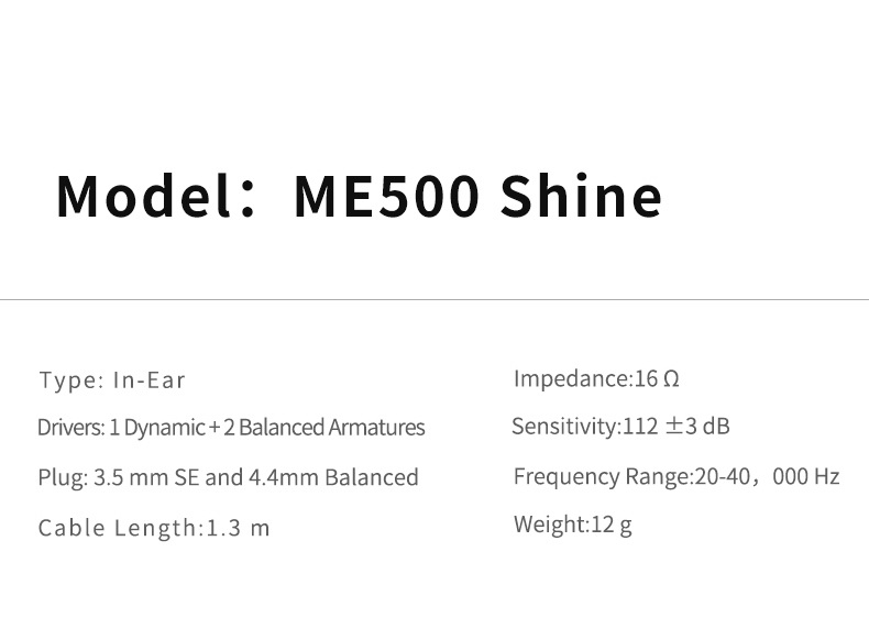 ขาย Shanling ME500S หูฟัง Hybrid 3 ไดรเวอร์ 2BA+1DD ประกันศูนย์ไทย