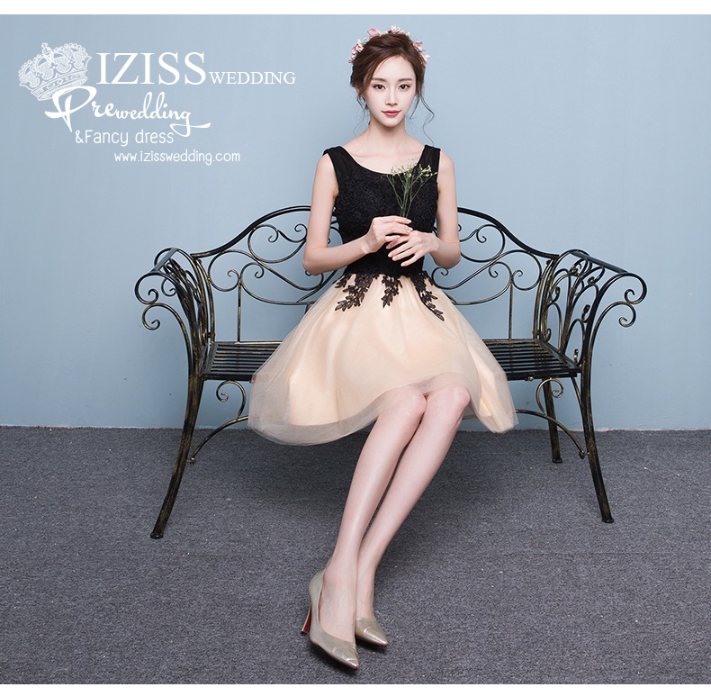 DS001 - **Pre order** ชุดราตรีหรู เดรสสั้นออกงาน (short dresses) ชุดไปงานแต่งงานสวยๆ "ธีมสีครีมดำ"