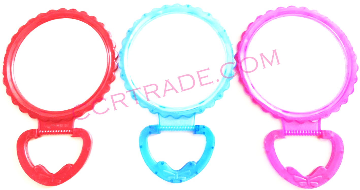 กระจกสีสดกลมใหญ่ ขอบหยัก 18x27 ซม.