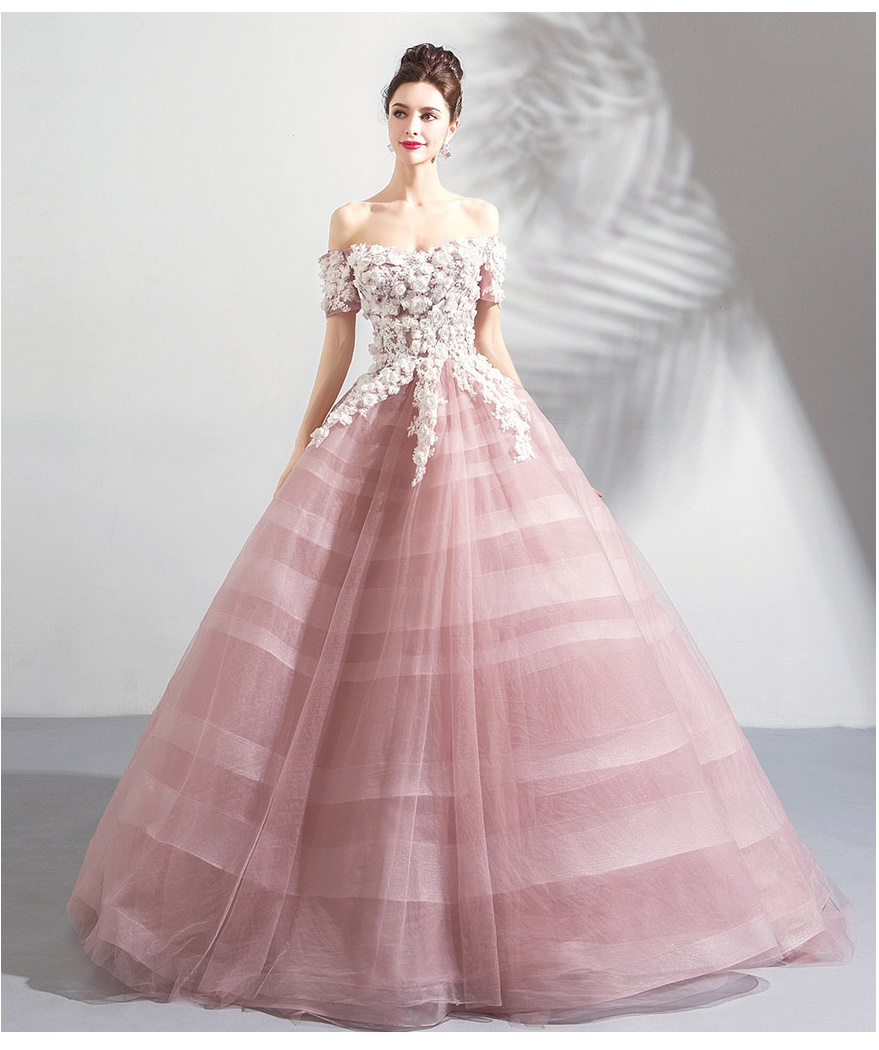 DL092 **พรีออเดอร์** ชุดออกงานสีชมพูกะปิ ชุดราตรี เดรสยาวออกงาน (Night party dresses) ชุดไปงานแต่งงานสวยๆ "ธีมสีชมพูกะปิ"