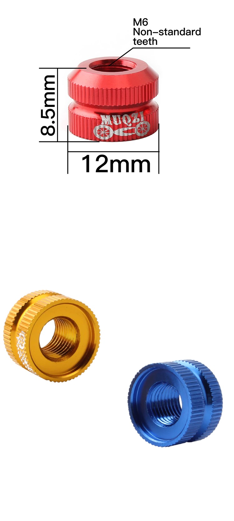 (2ชิ้น)น็อตวาล์วยางในรถจักรยานอลูมิเนียม MUQZI CNC Tire Vacuum Law Mouth Nut Bike Tire Inner Valve Cap