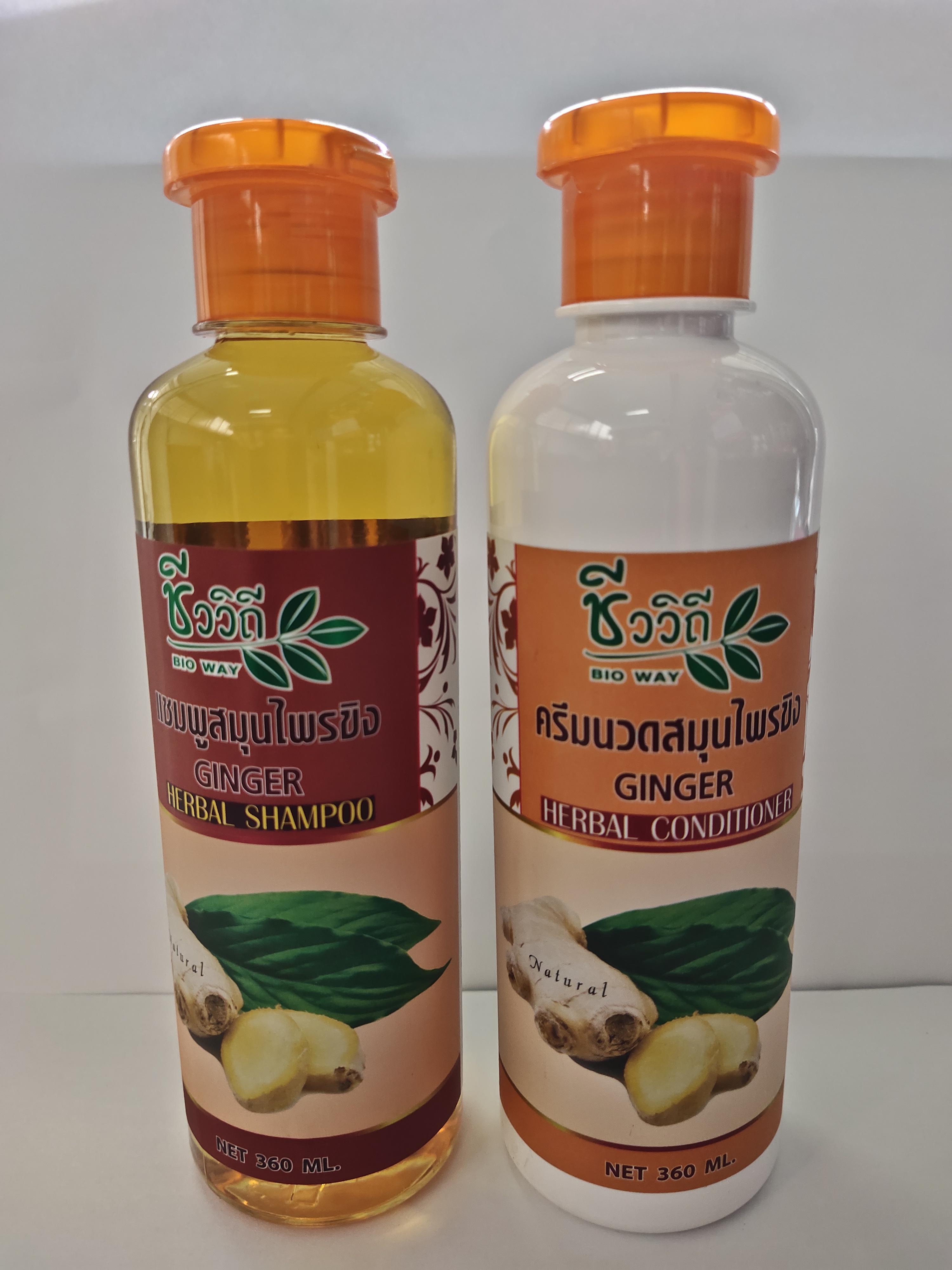 แชมพูสมุนไพรขิง+ครีมนวดสมุนไพรขิงชีววิถี BIO WAY