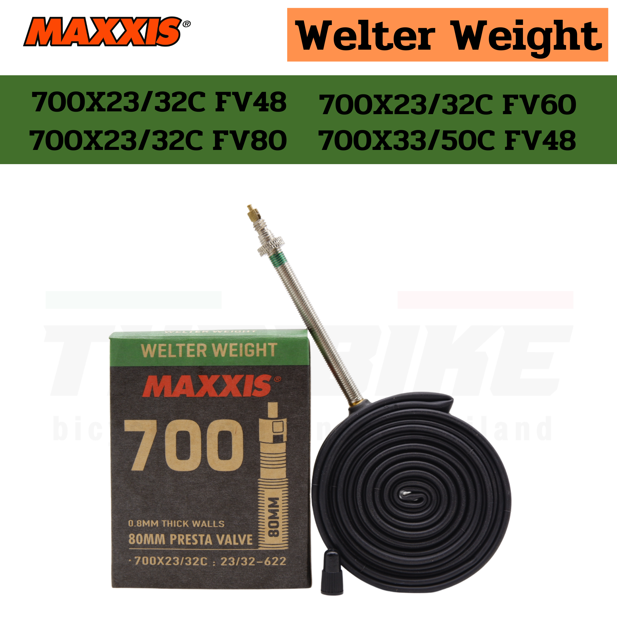 ยางในจักรยาน MAXXIS Welter Weight 700X23-32C FV48/60/80 จุ๊บเล็ก 700x33/50c FV 48 mm