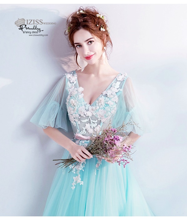 DL018 - **พรีออเดอร์** ชุดราตรี เดรสยาวออกงาน (short dresses) ชุดไปงานแต่งงานสวยๆ "ธีมสีเขียวมินท์"