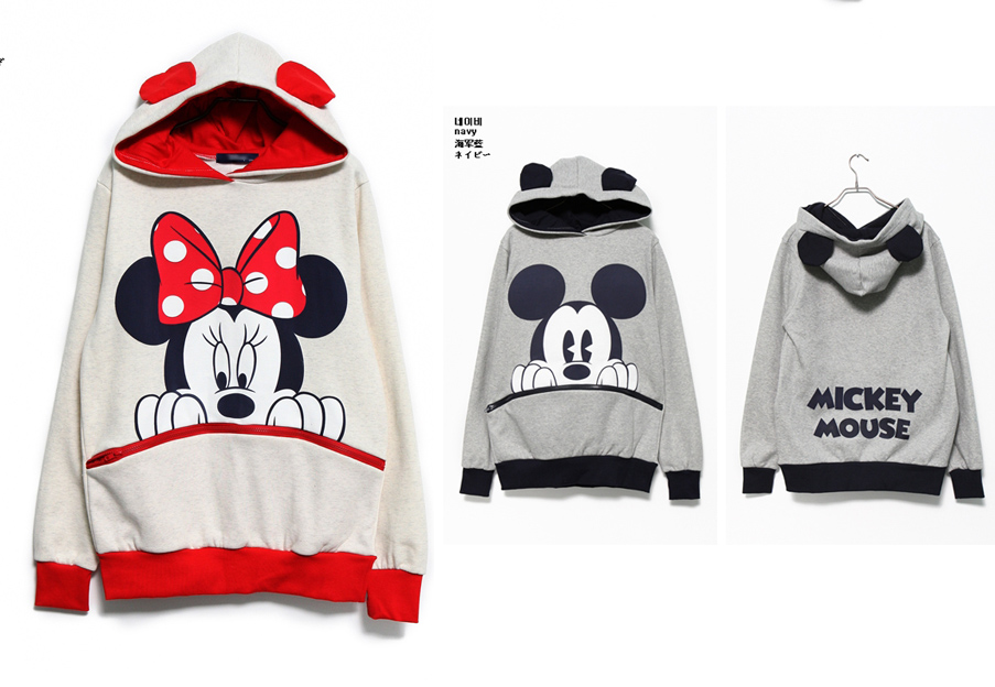 เสื้อฮู้ดกันหนาว Minnie Mouse สีขาว-แดง Size M